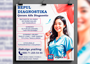 BEPUL diagnostika — faqat Qorasu Alfa Diagnostic klinikasida!